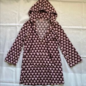 Juicy Couture Vintage 90s Hoodie / Beach Cover Up Size Medium Terry Cloth Hearts